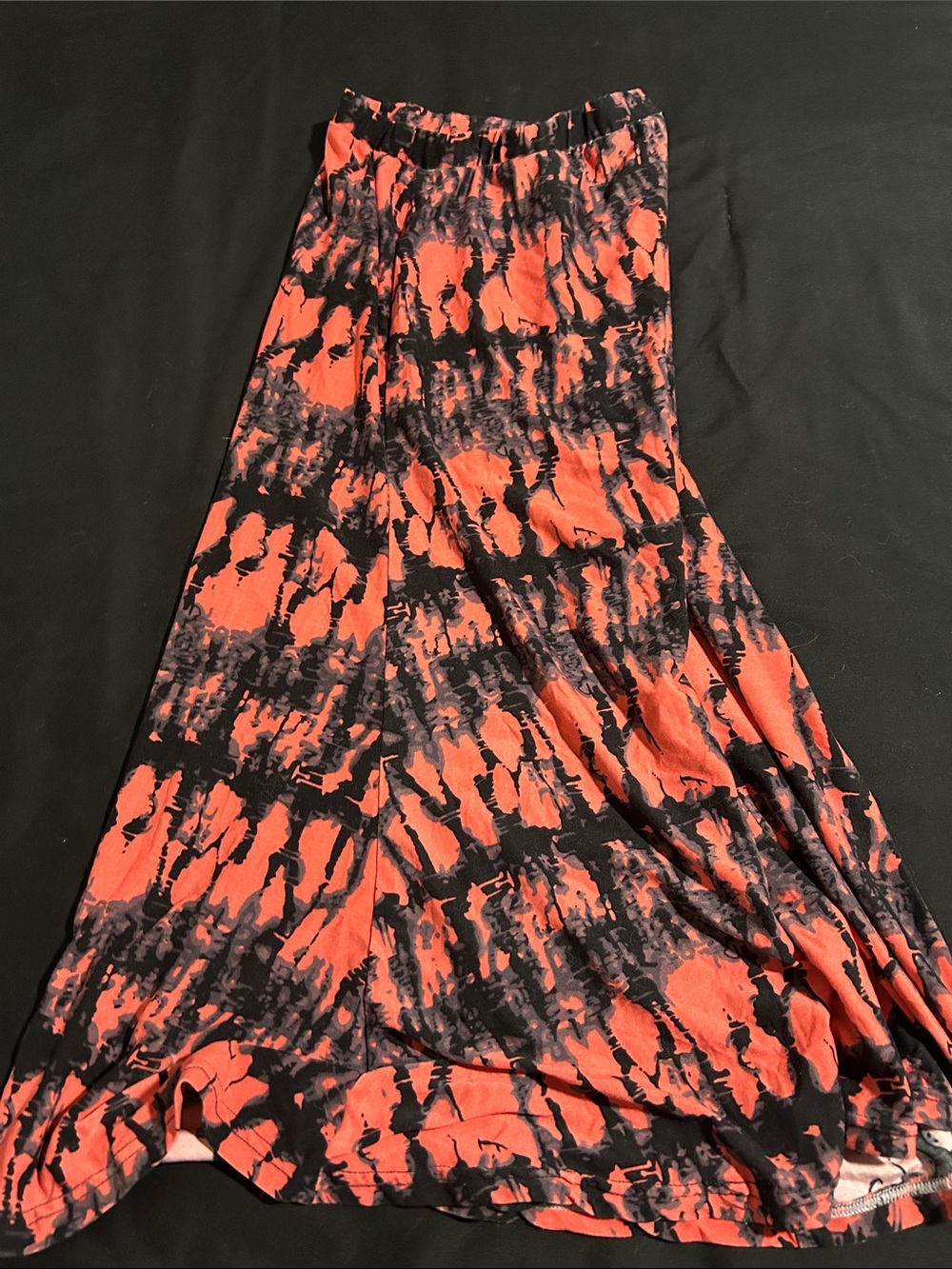 shosho Black and Orange Tie-Dye Maxi Skirt